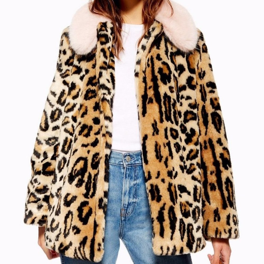 Leopard Faux Fur Coat from Topshop